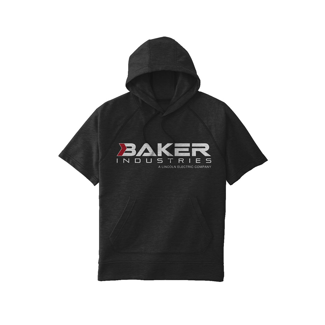 Logo Short-Sleeve Tri-Blend Fleece Hooded Pullover